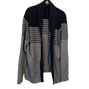 Banana Republic Men's Cardigan in Navy and Gray Stripes Size XL Grandpa Sweater